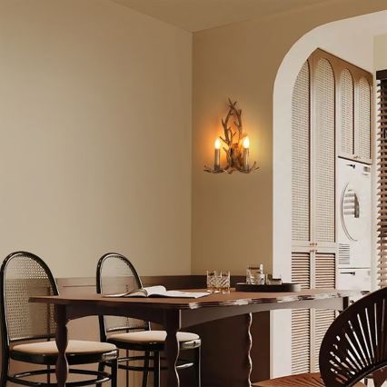 Brilagi - Zidno svjetlo DEER 2xE14/10W/230V rogovlje