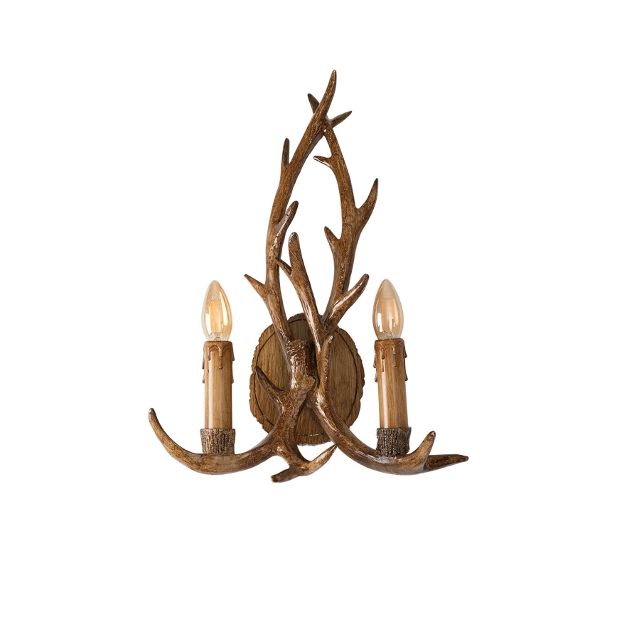 Brilagi - Zidno svjetlo DEER 2xE14/10W/230V rogovlje