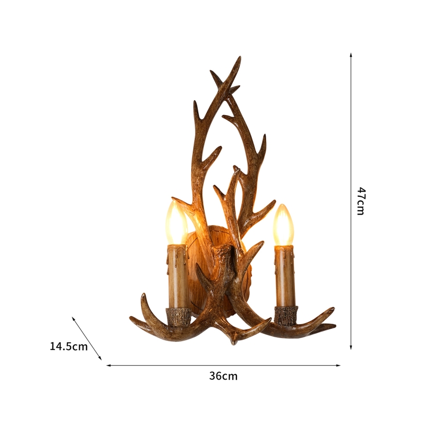 Brilagi - Zidno svjetlo DEER 2xE14/10W/230V rogovlje