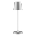 Brilliant - ELORA vanjska stolna LED lampa, punjiva, s dodirnim upravljanjem i funkcijom prigušenja, 2,5W/5V, 2700K, 2600 mAh, IP44, srebrna