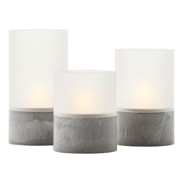 Brilliant - Komplet 3x LED svijeća BOUGIE LED/2xAA IP44 siva/bijela