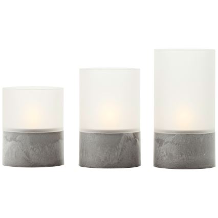Brilliant - Komplet 3x LED svijeća BOUGIE LED/2xAA IP44 siva/bijela