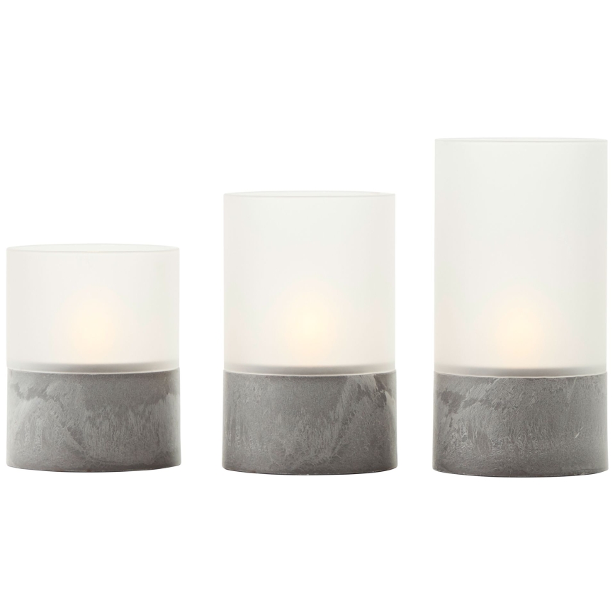 Brilliant - Komplet 3x LED svijeća BOUGIE LED/2xAA IP44 siva/bijela