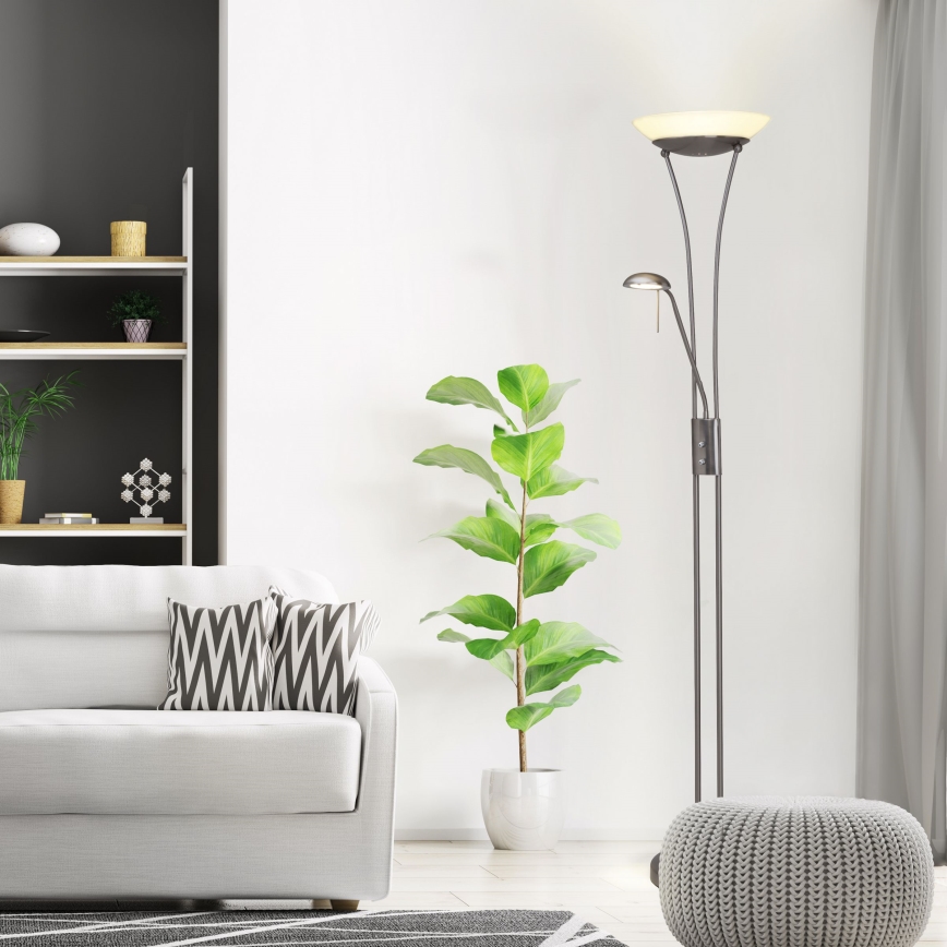 Brilliant - LED podna lampa FINN s mogućnošću prigušivanja 2xLED/13W/230V, matirani krom