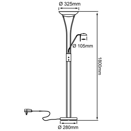 Brilliant - LED podna lampa FINN s mogućnošću prigušivanja 2xLED/13W/230V, matirani krom