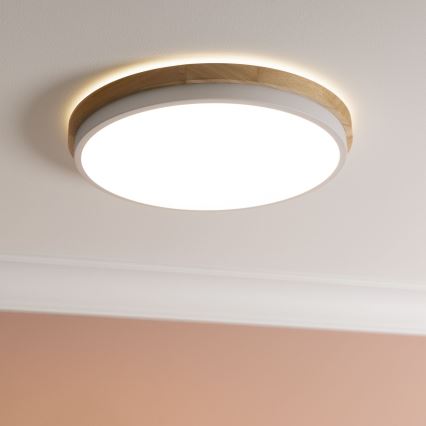 Brilliant - LED Prigušiva stropna svjetiljka BAARLO LED/24W/230V pr. 35 cm bijela/kaučukovac - FSC certificirano