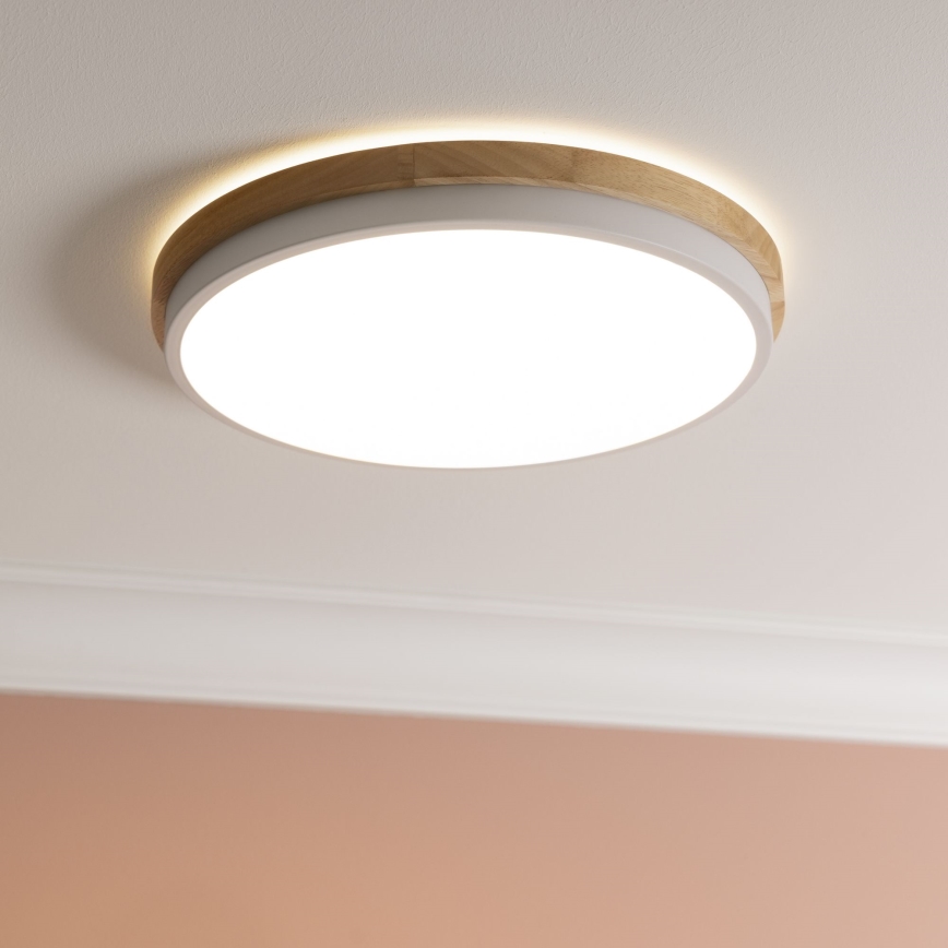 Brilliant - LED Prigušiva stropna svjetiljka BAARLO LED/24W/230V pr. 35 cm bijela/kaučukovac - FSC certificirano