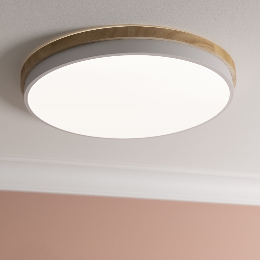 Brilliant - LED Prigušiva stropna svjetiljka BAARLO LED/36W/230V 3000-6500K pr. 50 cm bijela/kaučukovac + daljinski upravljač