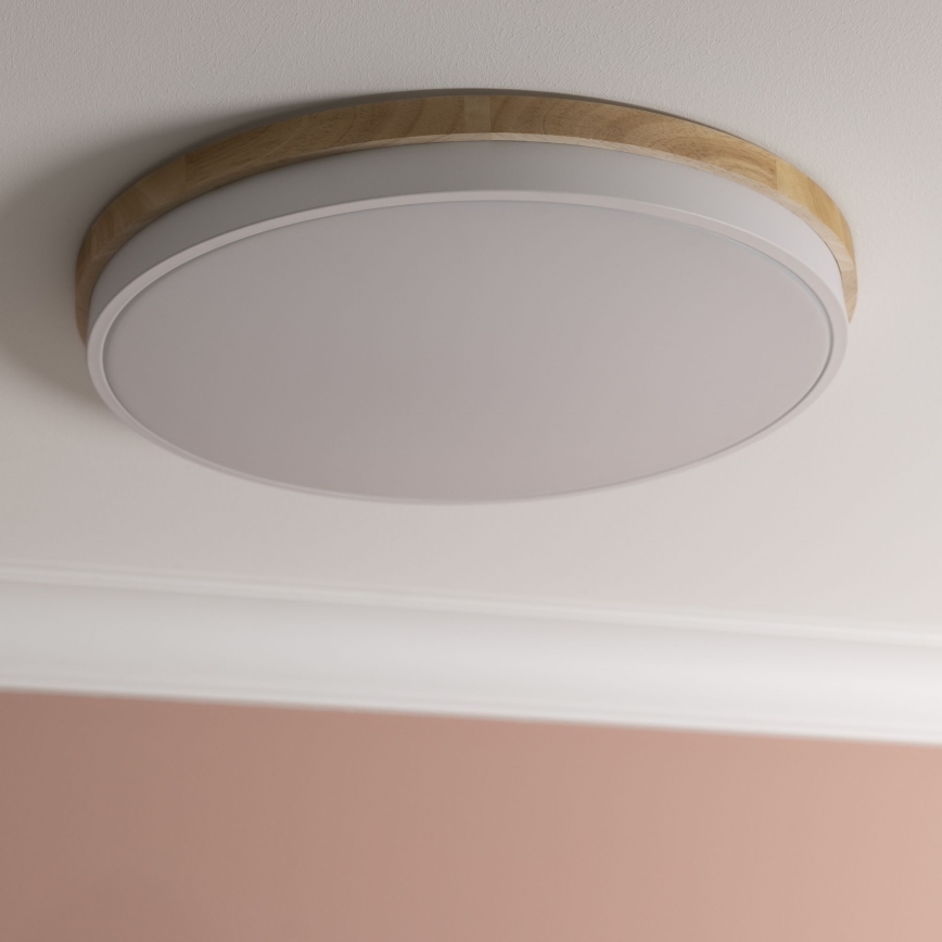 Brilliant - LED Prigušiva stropna svjetiljka BAARLO LED/36W/230V 3000-6500K pr. 50 cm bijela/kaučukovac + daljinski upravljač