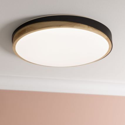 Brilliant - LED Prigušiva stropna svjetiljka BAARLO LED/36W/230V 3000-6500K pr. 50 cm crna/kaučukovac + daljinski upravljač - FSC certificirano