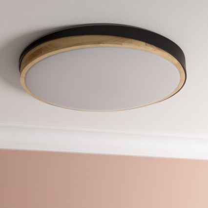 Brilliant - LED Prigušiva stropna svjetiljka BAARLO LED/36W/230V 3000-6500K pr. 50 cm crna/kaučukovac + daljinski upravljač - FSC certificirano