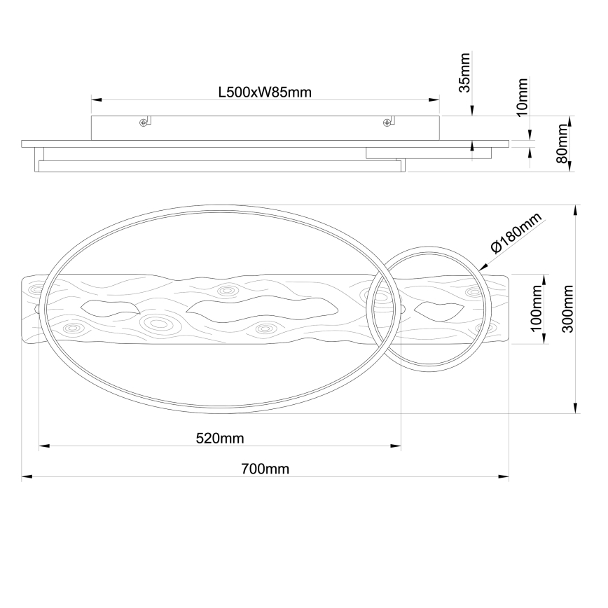 Brilliant - LED Prigušivo stropno svjetlo PIRUS LED/30W/230V 30x70 cm gumovo drvo