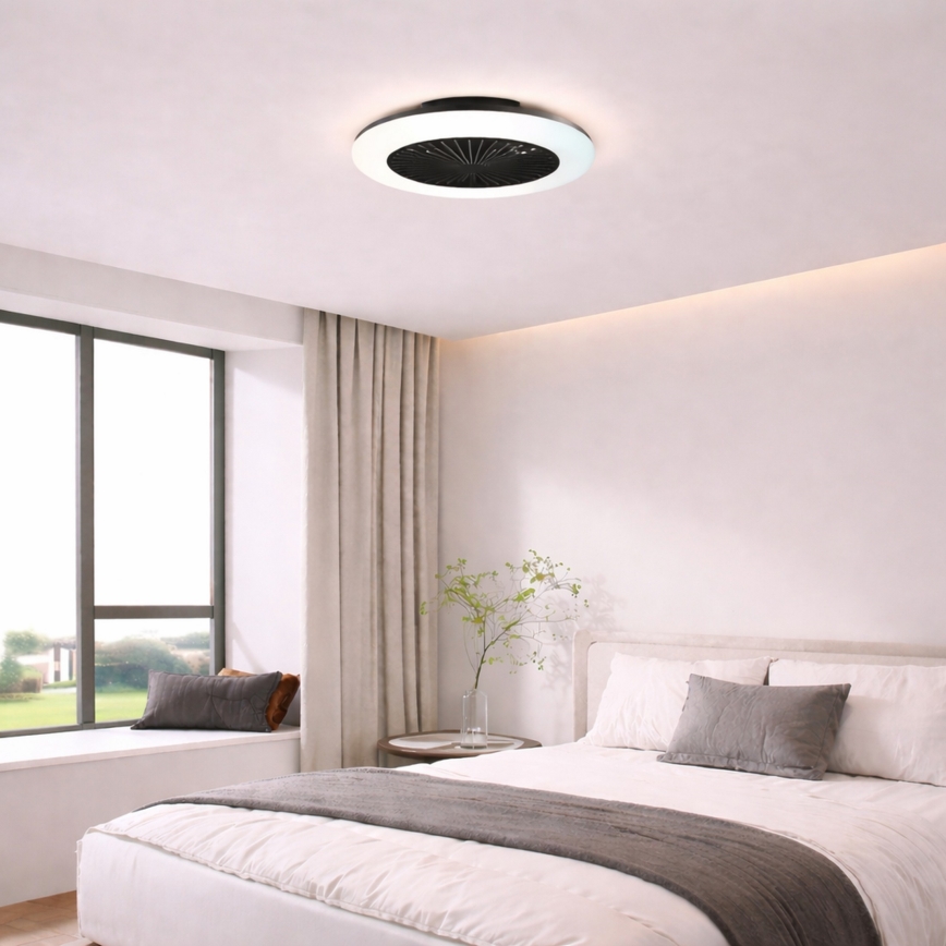 Brilliant - LED prigušivo stropno svjetlo s ventilatorom MONTERO LED/20W/230V 2700-6500K Ø 42 cm crno + daljinski upravljač