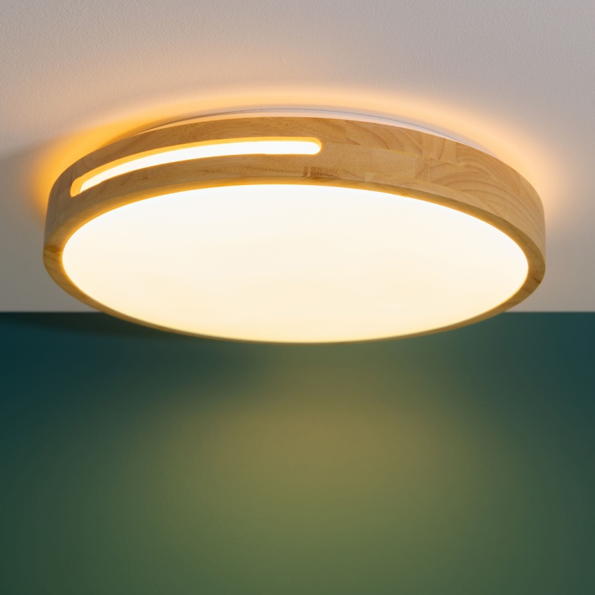 Brilliant - LED Prigušiva stropna svjetiljka WOODBURY LED/24W/230V pr. 39 cm kaučukovac - FSC certificirano
