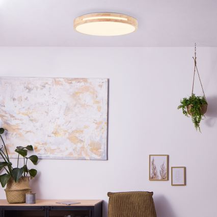 Brilliant - LED Prigušiva stropna svjetiljka WOODBURY LED/24W/230V pr. 39 cm kaučukovac - FSC certificirano
