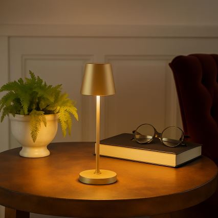 Brilliant - LED prigušiva punjiva na dodir vanjska stolna lampa ELORA LED/2,5W/5V 2700K 2600 mAh IP44 zlatna