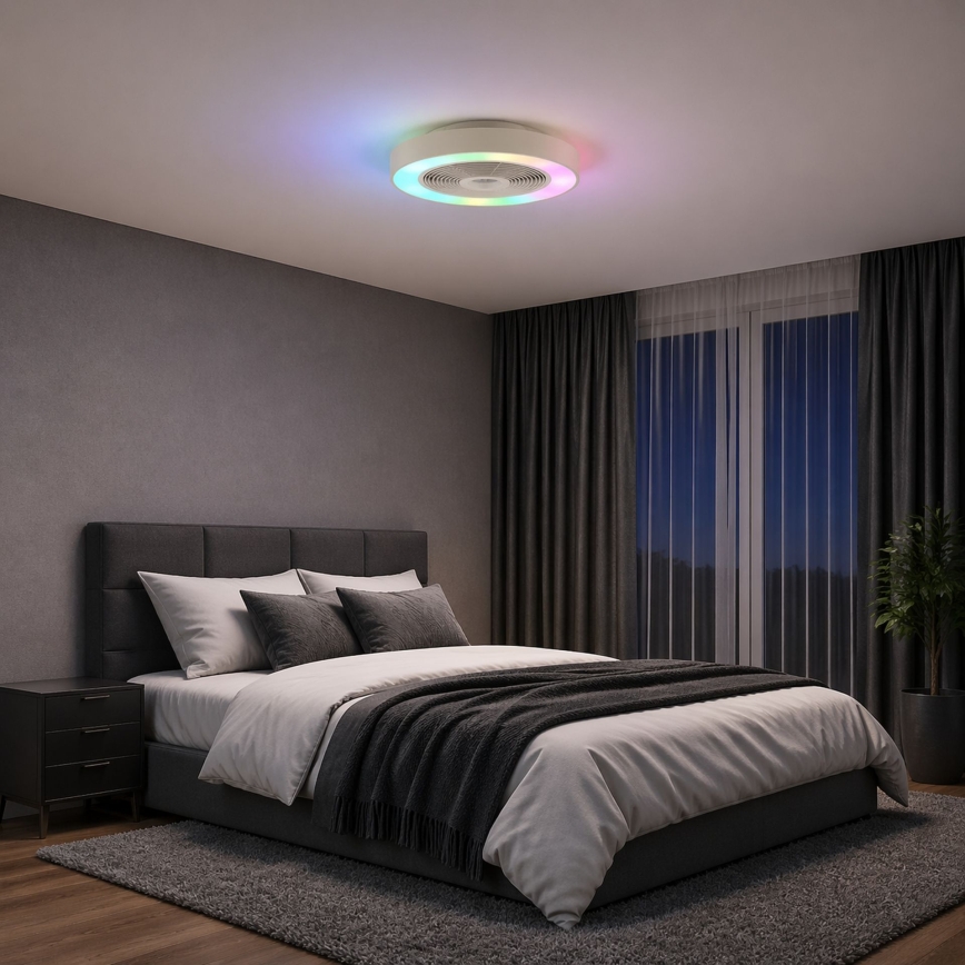 Brilliant - LED RGBW stropno svjetlo s ventilatorom, s mogućnošću prigušivanja CATANIA LED/37W/230V 2700-6500K pr. 48,6 cm bež + daljinski upravljač
