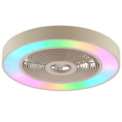 Brilliant - LED RGBW stropno svjetlo s ventilatorom, s mogućnošću prigušivanja CATANIA LED/37W/230V 2700-6500K pr. 48,6 cm bež + daljinski upravljač