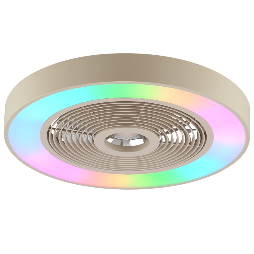 Brilliant - LED RGBW stropno svjetlo s ventilatorom, s mogućnošću prigušivanja CATANIA LED/37W/230V 2700-6500K pr. 48,6 cm bež + daljinski upravljač