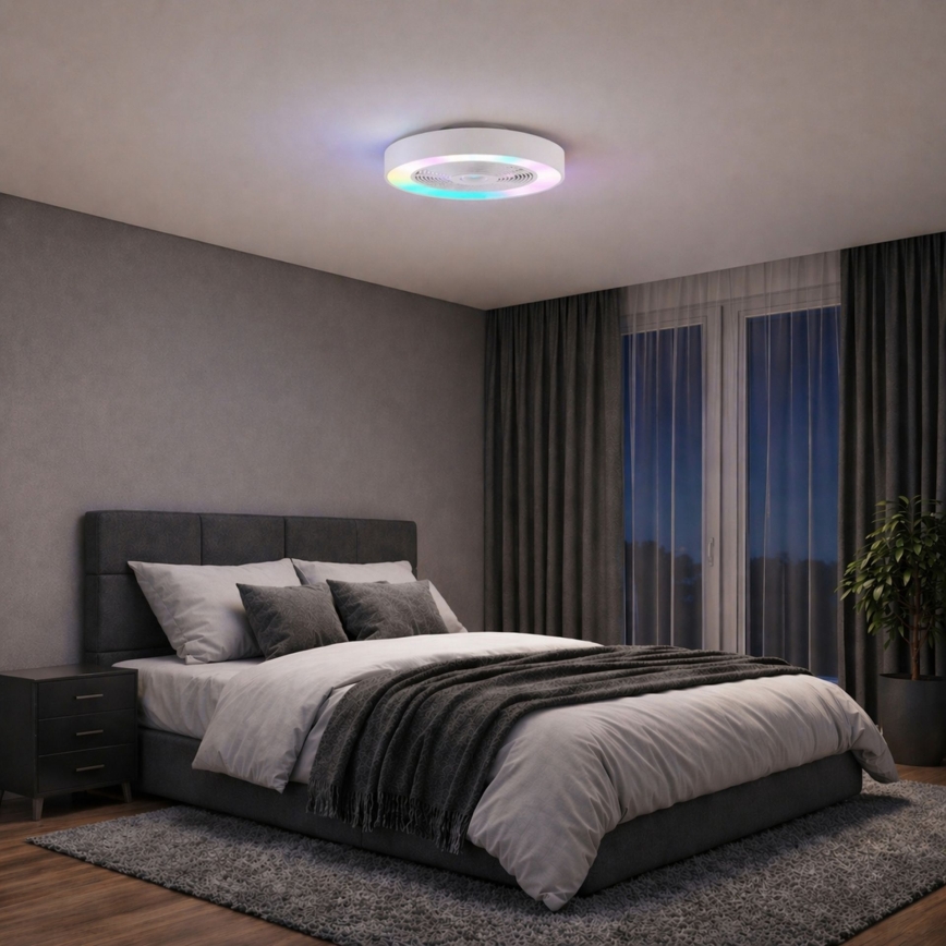 Brilliant - LED RGBW prigušivo stropno svjetlo s ventilatorom CATANIA LED/37W/230V 2700-6500K Ø 48,6 cm bijela + daljinski upravljač