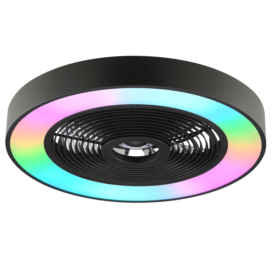 Brilliant - LED RGBW stropna svjetiljka s ventilatorom CATANIA, s mogućnošću prigušivanja LED/37W/230V 2700-6500K Ø 48,6 cm crna + daljinski upravljač