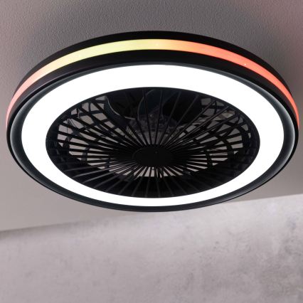 Brilliant - LED RGBW prigušivo stropno svjetlo s ventilatorom PALMERO LED/40W/230V 2700-6500K pr. 46,6 cm bež + daljinski upravljač