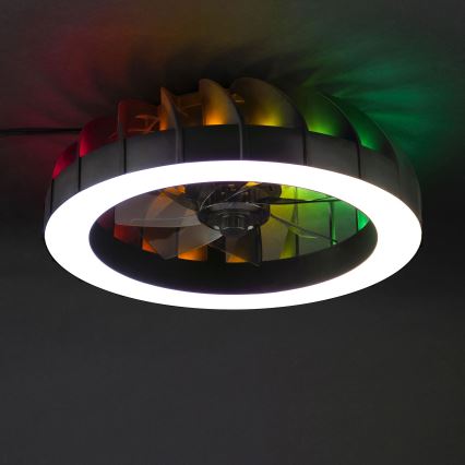 Brilliant - LED RGBW Prigušivi stropni ventilator sa svjetlom FANORA LED/30W/230V 2700-6500K pr. 46 cm crna + daljinski upravljač