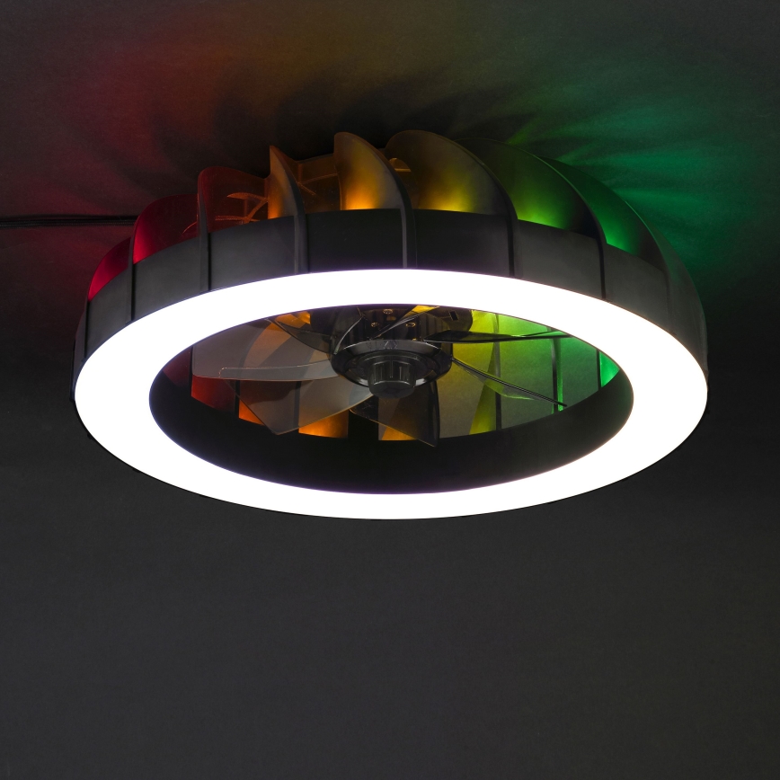 Brilliant - LED RGBW Prigušivi stropni ventilator sa svjetlom FANORA LED/30W/230V 2700-6500K pr. 46 cm crna + daljinski upravljač