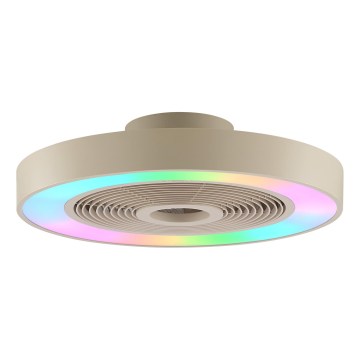 Brilliant - LED RGBW stropno svjetlo s ventilatorom, s mogućnošću prigušivanja CATANIA LED/37W/230V 2700-6500K pr. 48,6 cm bež + daljinski upravljač