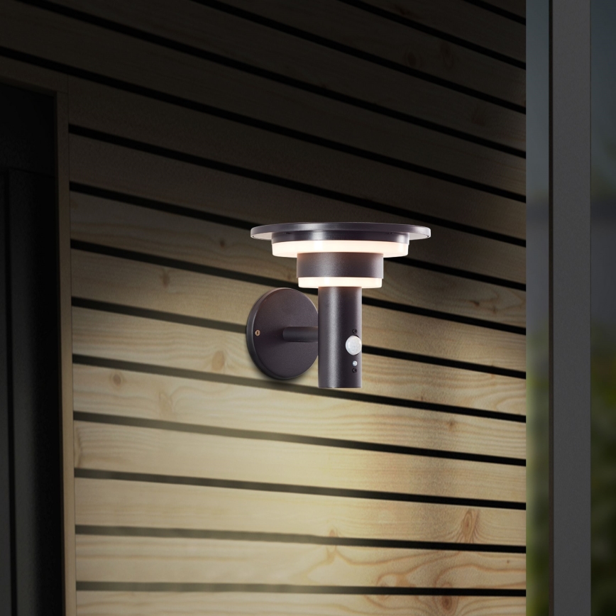 Brilliant - LED Solarna zidna svjetiljka sa senzorom GARVINA LED/3W/3,7V 2000 mAh IP44 crna