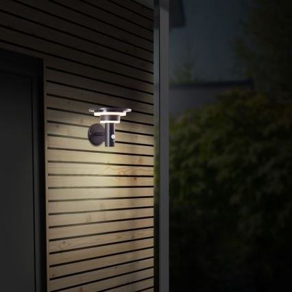 Brilliant - LED Solarna zidna svjetiljka sa senzorom GARVINA LED/3W/3,7V 2000 mAh IP44 crna