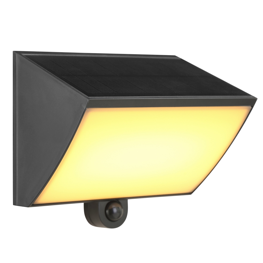 Brilliant - LED solarno zidno svjetlo s senzorom SIERRA LED/6W/3,7V 2700/4000/6500K 2000 mAh IP54 crno
