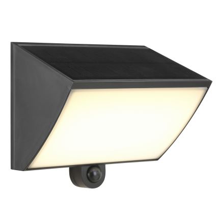 Brilliant - LED solarno zidno svjetlo s senzorom SIERRA LED/6W/3,7V 2700/4000/6500K 2000 mAh IP54 crno