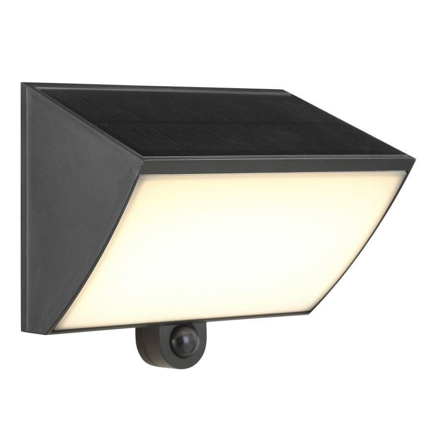 Brilliant - LED solarno zidno svjetlo s senzorom SIERRA LED/6W/3,7V 2700/4000/6500K 2000 mAh IP54 crno