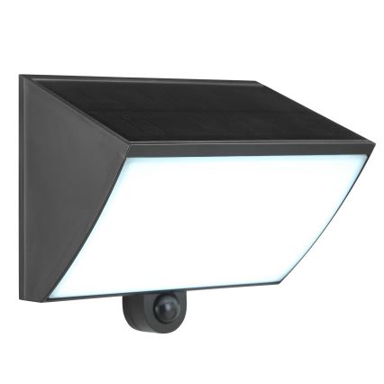 Brilliant - LED solarno zidno svjetlo s senzorom SIERRA LED/6W/3,7V 2700/4000/6500K 2000 mAh IP54 crno