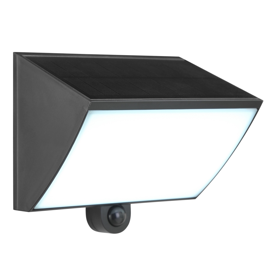 Brilliant - LED solarno zidno svjetlo s senzorom SIERRA LED/6W/3,7V 2700/4000/6500K 2000 mAh IP54 crno