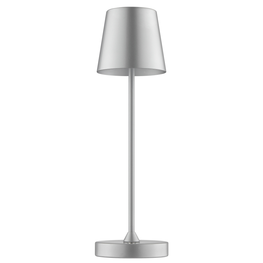 Brilliant - ELORA vanjska stolna LED lampa, punjiva, s dodirnim upravljanjem i funkcijom prigušenja, 2,5W/5V, 2700K, 2600 mAh, IP44, srebrna