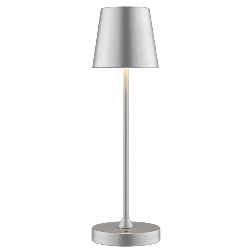 Brilliant - ELORA vanjska stolna LED lampa, punjiva, s dodirnim upravljanjem i funkcijom prigušenja, 2,5W/5V, 2700K, 2600 mAh, IP44, srebrna