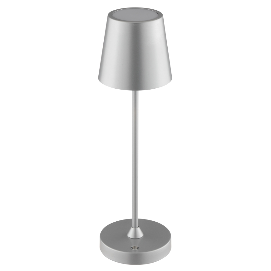 Brilliant - ELORA vanjska stolna LED lampa, punjiva, s dodirnim upravljanjem i funkcijom prigušenja, 2,5W/5V, 2700K, 2600 mAh, IP44, srebrna