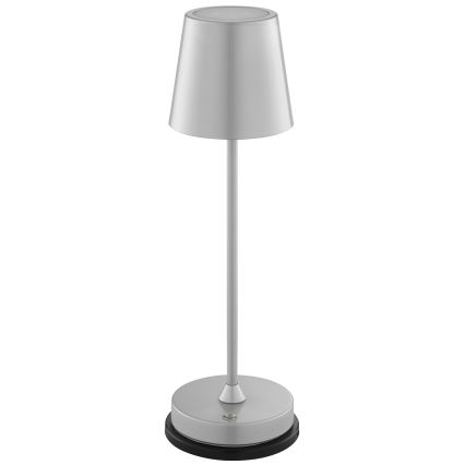 Brilliant - ELORA vanjska stolna LED lampa, punjiva, s dodirnim upravljanjem i funkcijom prigušenja, 2,5W/5V, 2700K, 2600 mAh, IP44, srebrna