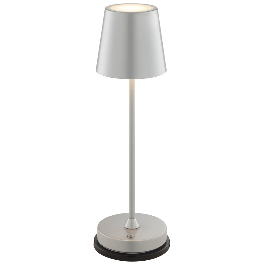 Brilliant - ELORA vanjska stolna LED lampa, punjiva, s dodirnim upravljanjem i funkcijom prigušenja, 2,5W/5V, 2700K, 2600 mAh, IP44, srebrna