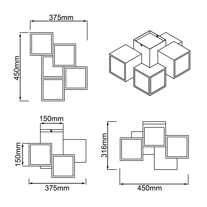 Brilliant - LED Stropna svjetiljka CUBIX 5xLED/7,6W/230V 3000K bijela