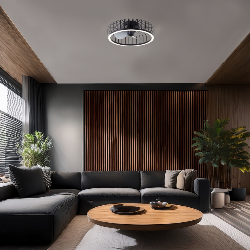 Brilliant - CAPO LED stropno svjetlo s prigušivanjem i ventilatorom, LED/36W/230V 2700-6500K Ø 48 cm crno + daljinski upravljač