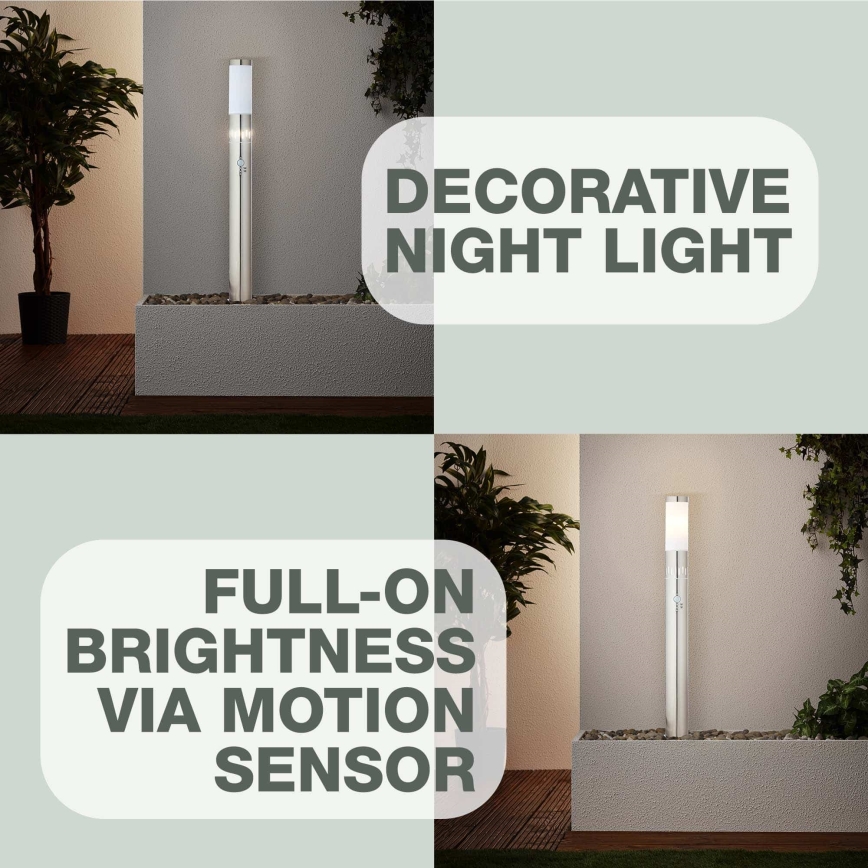 Brilliant - LED Vanjska lampa sa senzorom LEIGH LED/0,9W/230V + 1xE27/11W 80 cm IP44 sjajni krom