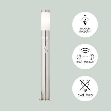 Brilliant - LED Vanjska lampa sa senzorom LEIGH LED/0,9W/230V + 1xE27/11W 80 cm IP44 sjajni krom
