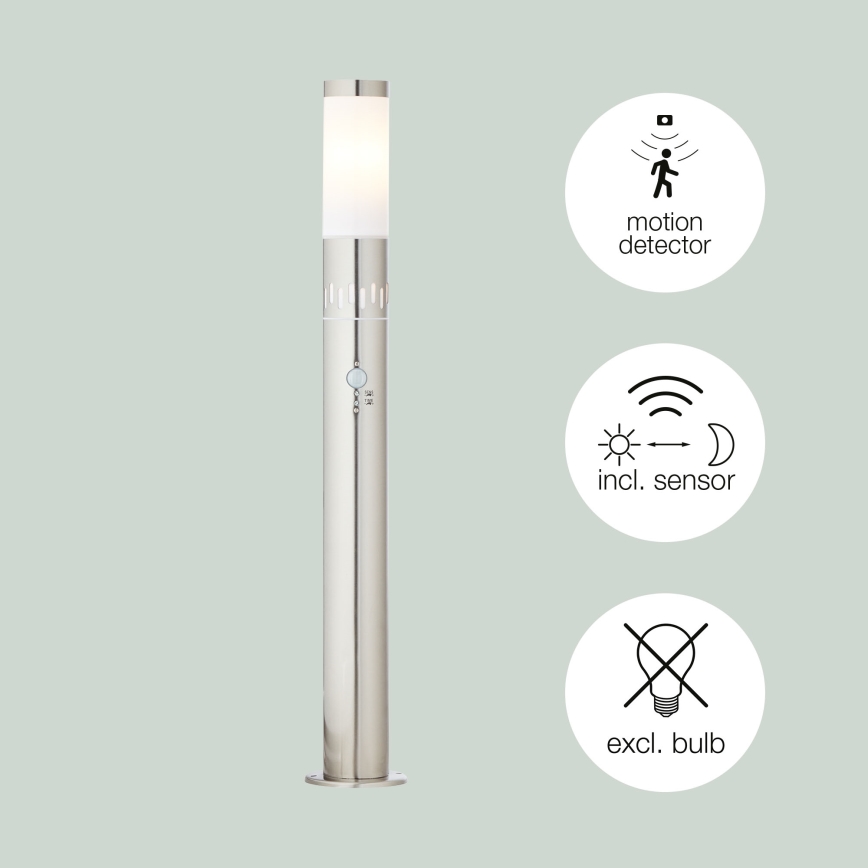 Brilliant - LED Vanjska lampa sa senzorom LEIGH LED/0,9W/230V + 1xE27/11W 80 cm IP44 sjajni krom