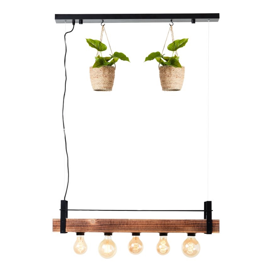 Brilliant - Luster na sajli BANKWOOD 5xE27/28W/230V topola