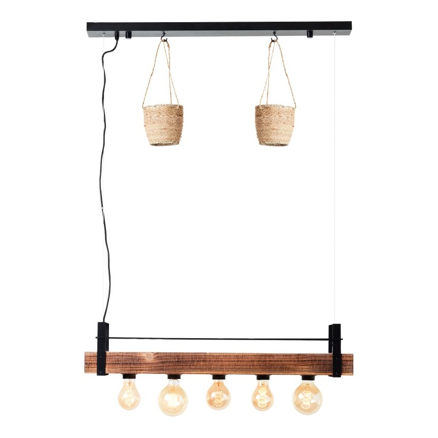 Brilliant - Luster na sajli BANKWOOD 5xE27/28W/230V topola