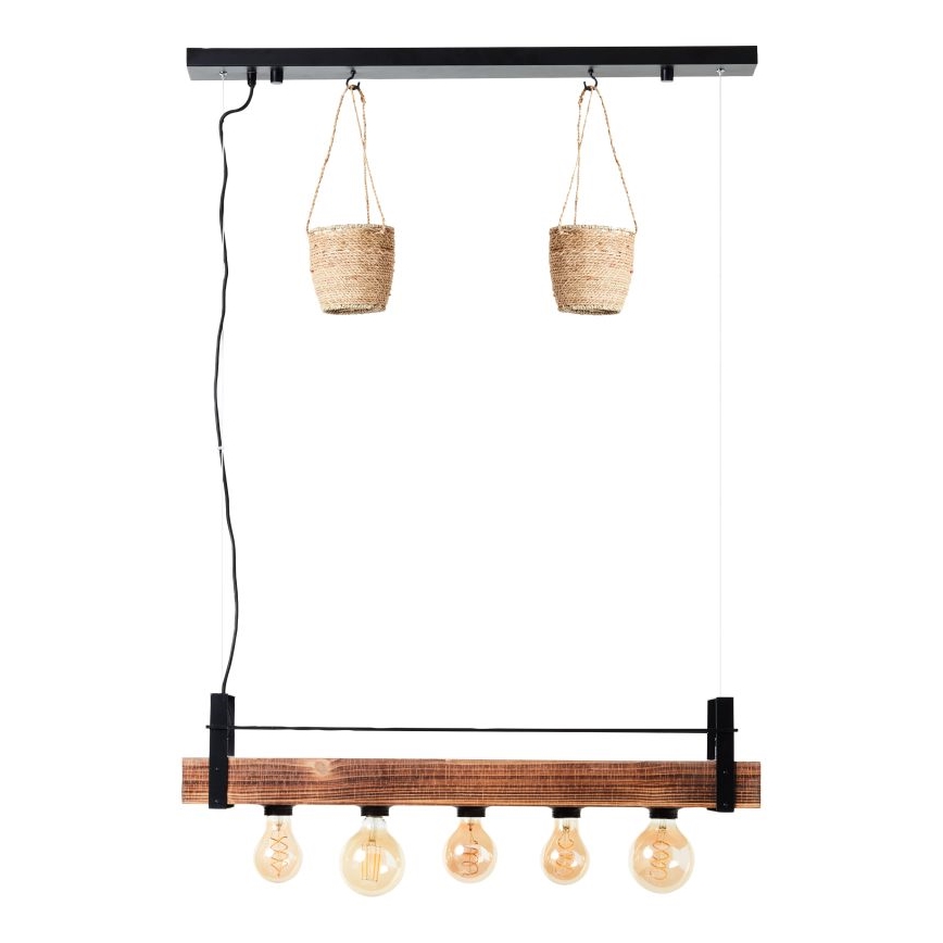 Brilliant - Luster na sajli BANKWOOD 5xE27/28W/230V topola