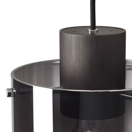 Brilliant - Luster na sajli BETH 3xE27/60W/230V crna/dimljena